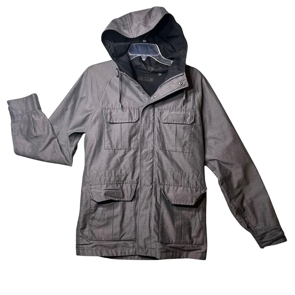 Uniqlo Jacket Women's Small Gray Hooded Utility Parka Zip Pockets Outdoor Coat